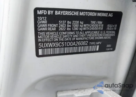 2013 BMW X3 xDrive28I из США, поврежденный, VIN 5UXWX9C51D0A26082